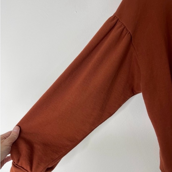 Madewell Drop Shoulder Rust Colored Cotton Blend Pullover Hoodie - Picture 4 of 10